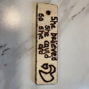 Personalized wood keychains.